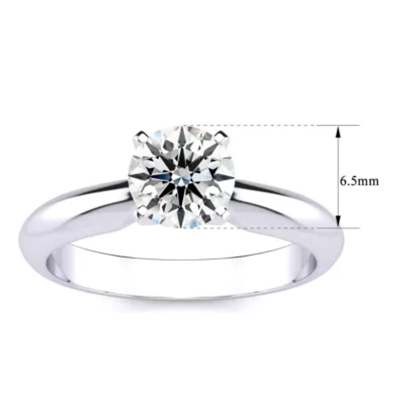 Lab Created Carat Grown Diamond Solitaire Ring Sterling Silver