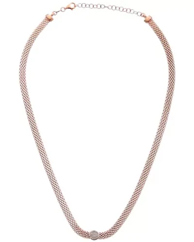 Meshmerise Sterling Silver with 18KT Vermeil Diamond Necklace