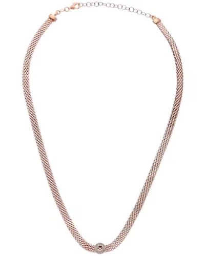 Meshmerise Sterling Silver with 18KT Vermeil Diamond Necklace