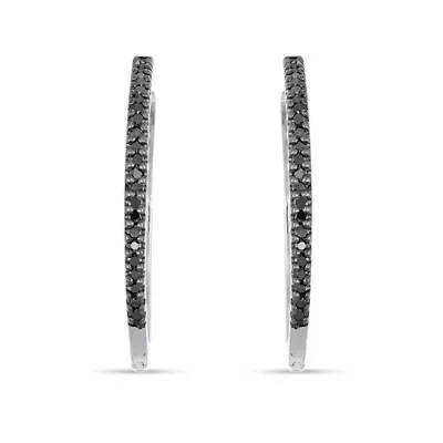 1/2 Cttw Diamond Hoop Earring Sterling Silver