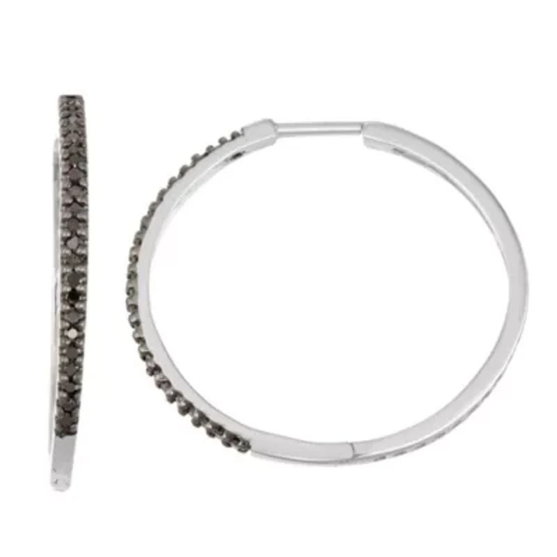 1/2 Cttw Diamond Hoop Earring Sterling Silver