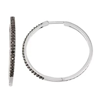 1/2 Cttw Diamond Hoop Earring Sterling Silver