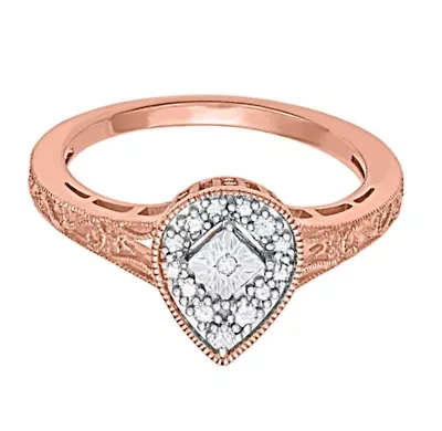 1/10 CTTW Diamond Pear Drop Ring Sterling Silver
