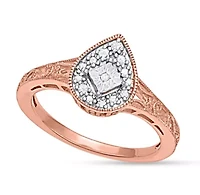 1/10 CTTW Diamond Pear Drop Ring Sterling Silver