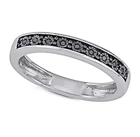 0.05 CTTW Black Diamond Band With Miracle Plate Sterling Silver