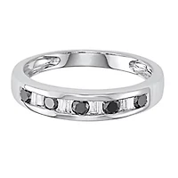 1/2 CTTW Diamond And Baguette Wedding Band 10K White Gold