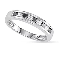 1/2 CTTW Diamond And Baguette Wedding Band 10K White Gold