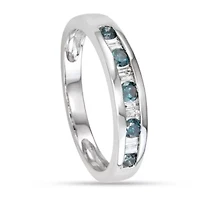 1/2 CTTW Diamond And Baguette Wedding Band 10K White Gold