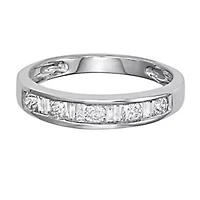 1/2 CTTW White Diamond And Baguette Wedding Band 10K Gold