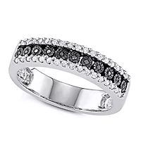 1/4 CTTW Miracle plate 3 Row Black Diamond Band Sterling Silver