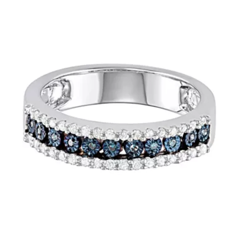 1/4 CTTW Miracle plate 3 Row Diamond Band Sterling Silver