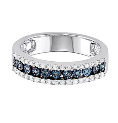 1/4 CTTW Miracle plate 3 Row Diamond Band Sterling Silver