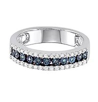 1/4 CTTW Miracle plate 3 Row Diamond Band Sterling Silver