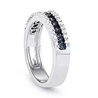 1/4 CTTW Miracle plate 3 Row Diamond Band Sterling Silver
