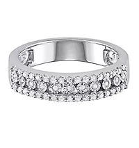 1/4 CTTW Miracle plate 3 Row Diamond Band Sterling Silver