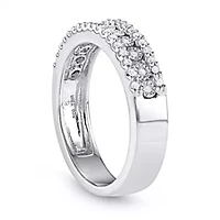 1/4 CTTW Miracle plate 3 Row Diamond Band Sterling Silver