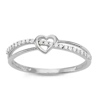 1/10 CTTW Diamond Heart Band Sterling Silver