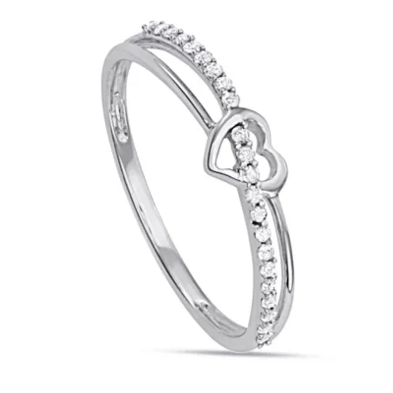 1/10 CTTW Diamond Heart Band Sterling Silver