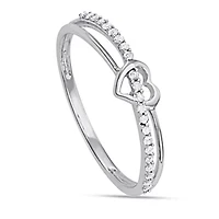1/10 CTTW Diamond Heart Band Sterling Silver