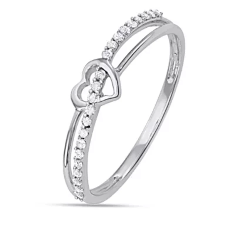 1/10 CTTW Diamond Heart Band Sterling Silver