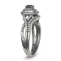 CTTW Black Diamonds Bridal Ring Rhodium Plated 10K Gold