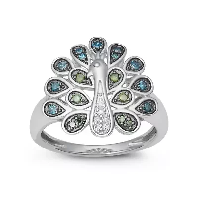 1/4 CTTW Peacock Ring Sterling Silver