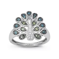1/4 CTTW Peacock Ring Sterling Silver