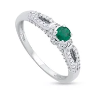 1/2 CTTW Diamond And Green Emerlad Engagement Ring 14KW