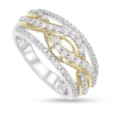 1/ CTTW Fashion Diamond Two Tone Band 10K Gold