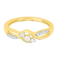 1/6 CTTW Three Stone Diamond Ring 10K Yellow Gold