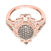 1/2 CTTW Brown & White Diamond Fashion Cocktail Ring 10K Rose Gold