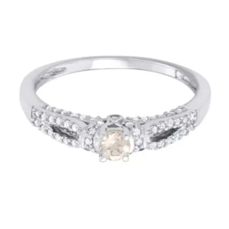 CTTW Diamond And Morganite Engagement Ring 14KW