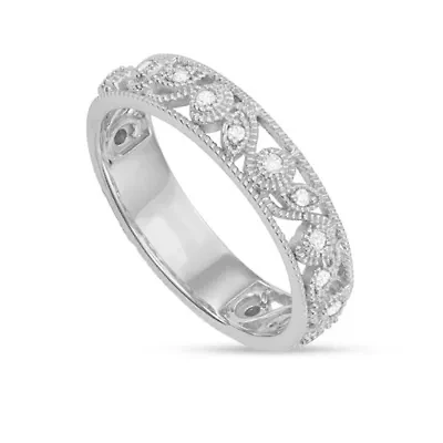 1/10 CTTW Vintage Band Ring Sterling Silver