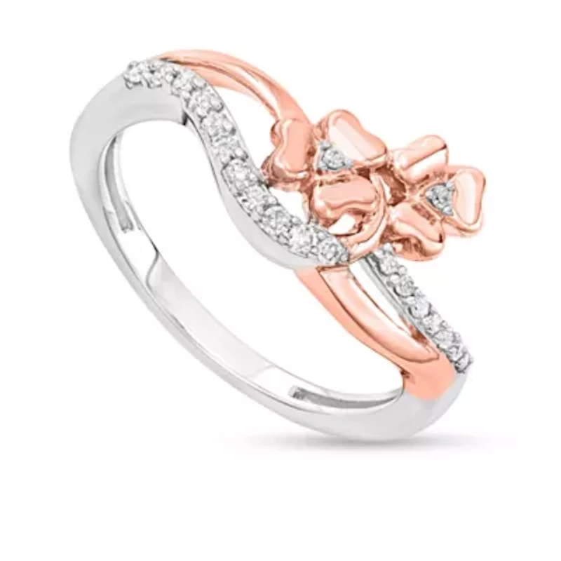 1/10 CTTW Interwine Floral Ring Two-Tone 10K Gold