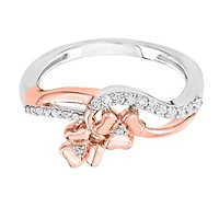 1/10 CTTW Interwine Floral Ring Two-Tone 10K Gold