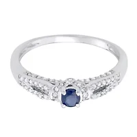 CTTW Diamond And Blue Sapphire Engagement Ring 14KW