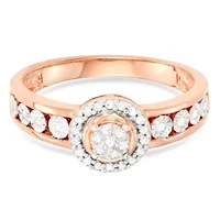 1/6 CTTW Diamond Halo Pendant With Pizza Pie Miracle Plate Coated Rose Gold Over Sterling Silver