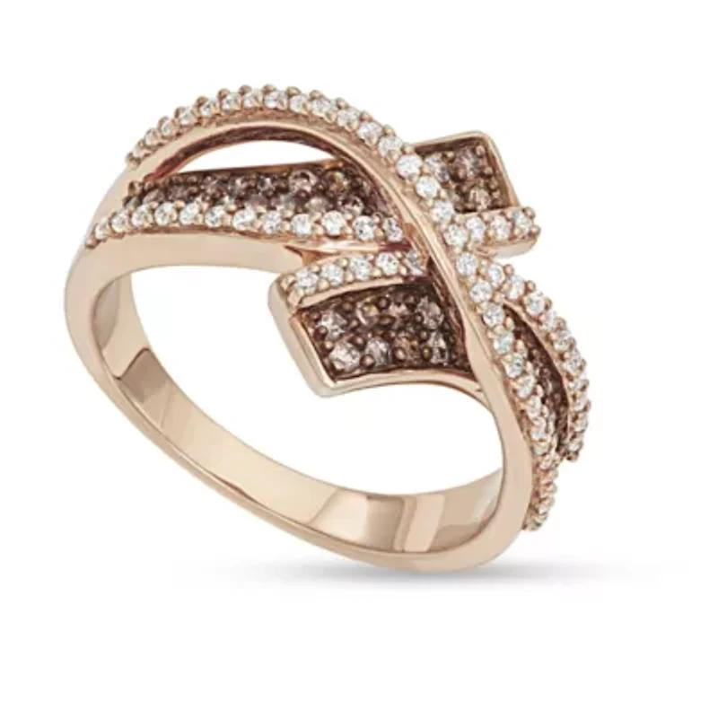 3/4 CTTW Brown & White Diamond Fashion Ring 10K Rose Gold