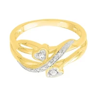 0.05 CTTW Heart Ring Yellow Gold Plated Sterling Silver
