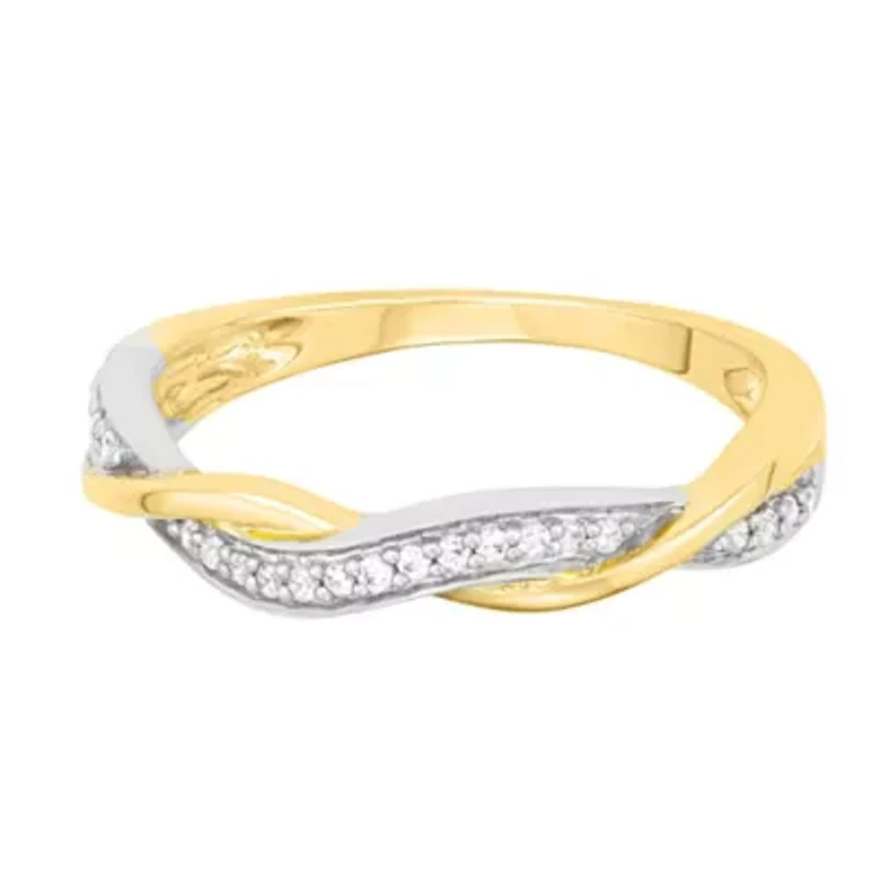0.11 CTTW Diamond Criss Cross Band 10K Yellow Gold