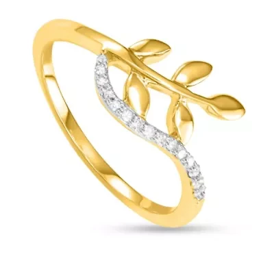 1/10 CTTW Diamond Leaf Shape Ring 10KY
