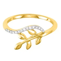 1/10 CTTW Diamond Leaf Shape Ring 10KY