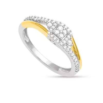 1/4 CTTW Fashion Diamond Ring Yellow Gold Plated Sterling Silver