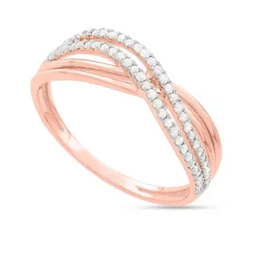 1/5 CTTW Diamond By-Pass Ring Rose Gold Plated Sterling Silver