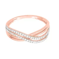 1/5 CTTW Diamond By-Pass Ring Rose Gold Plated Sterling Silver