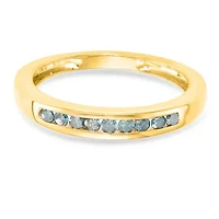 1/4 CTTW Blue Diamond Channel Set Band Yellow Gold Plated Over Sterling Silver