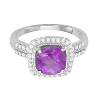 2.75 CTTW Amethyst And Dia Ring Sterling Silver