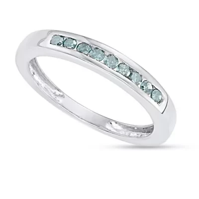 1/4 CTTW Blue Diamond Channel Band Sterling Silver