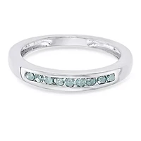 1/4 CTTW Blue Diamond Channel Band Sterling Silver