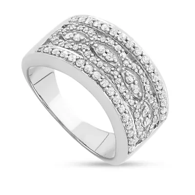 3/4 CTTW White Diamond Art Deco Band 10KW